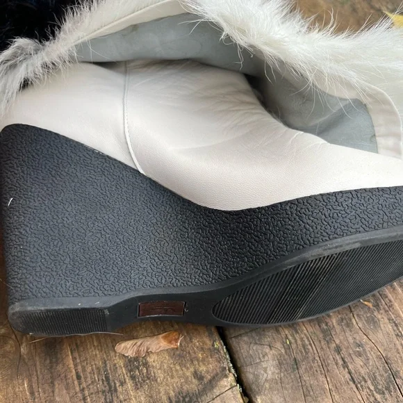 Frye X Anna Sui 2015 Colorblock Goat Fur Wedge Runway Boots EUC Size 8.5